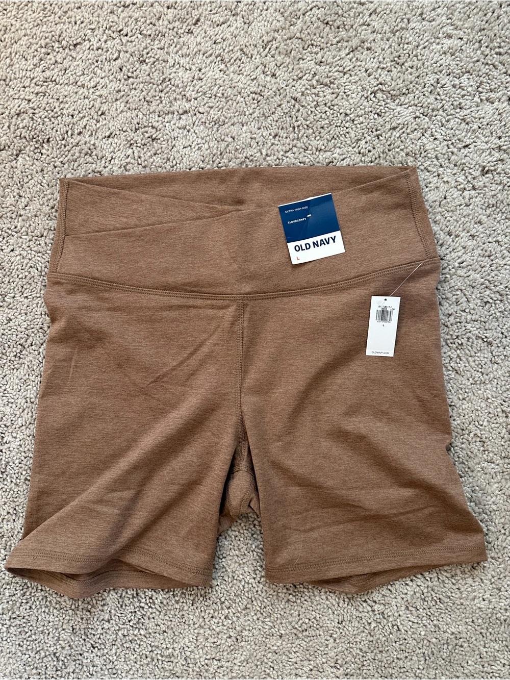 Old Navy CloudComfy Extra High-Waisted Biker Shorts Clove Brown Size L NWT